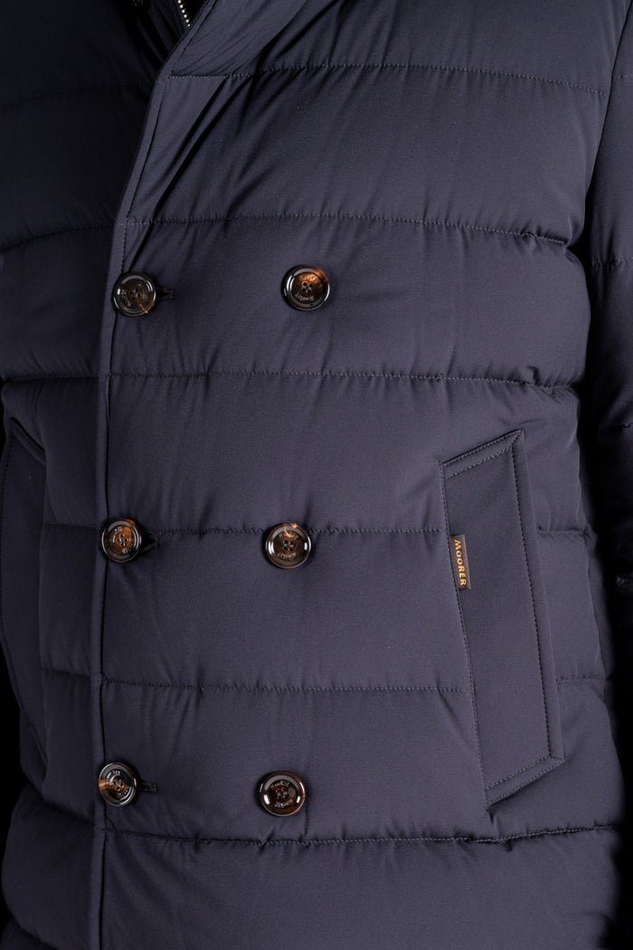  Moorer Double Breasted Nylon/polyurethane Blue Coat Blu Uomo - 6