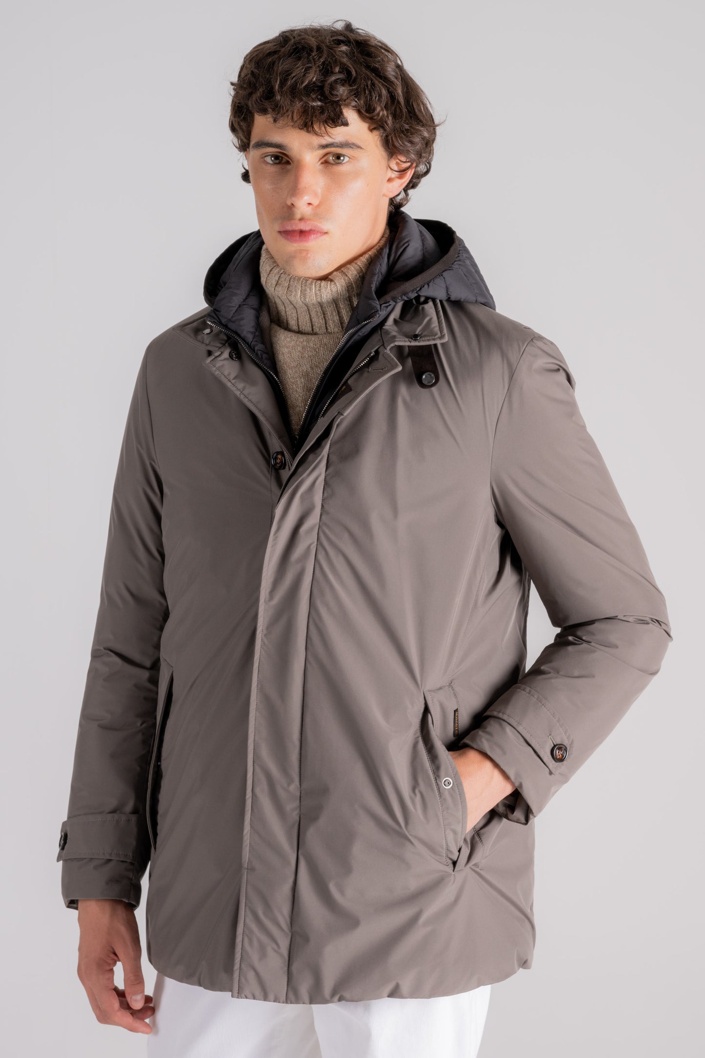  Moorer Overcoat 100% Pl With Detachable Hood And Button/zip Fastening Grigio Uomo - 1