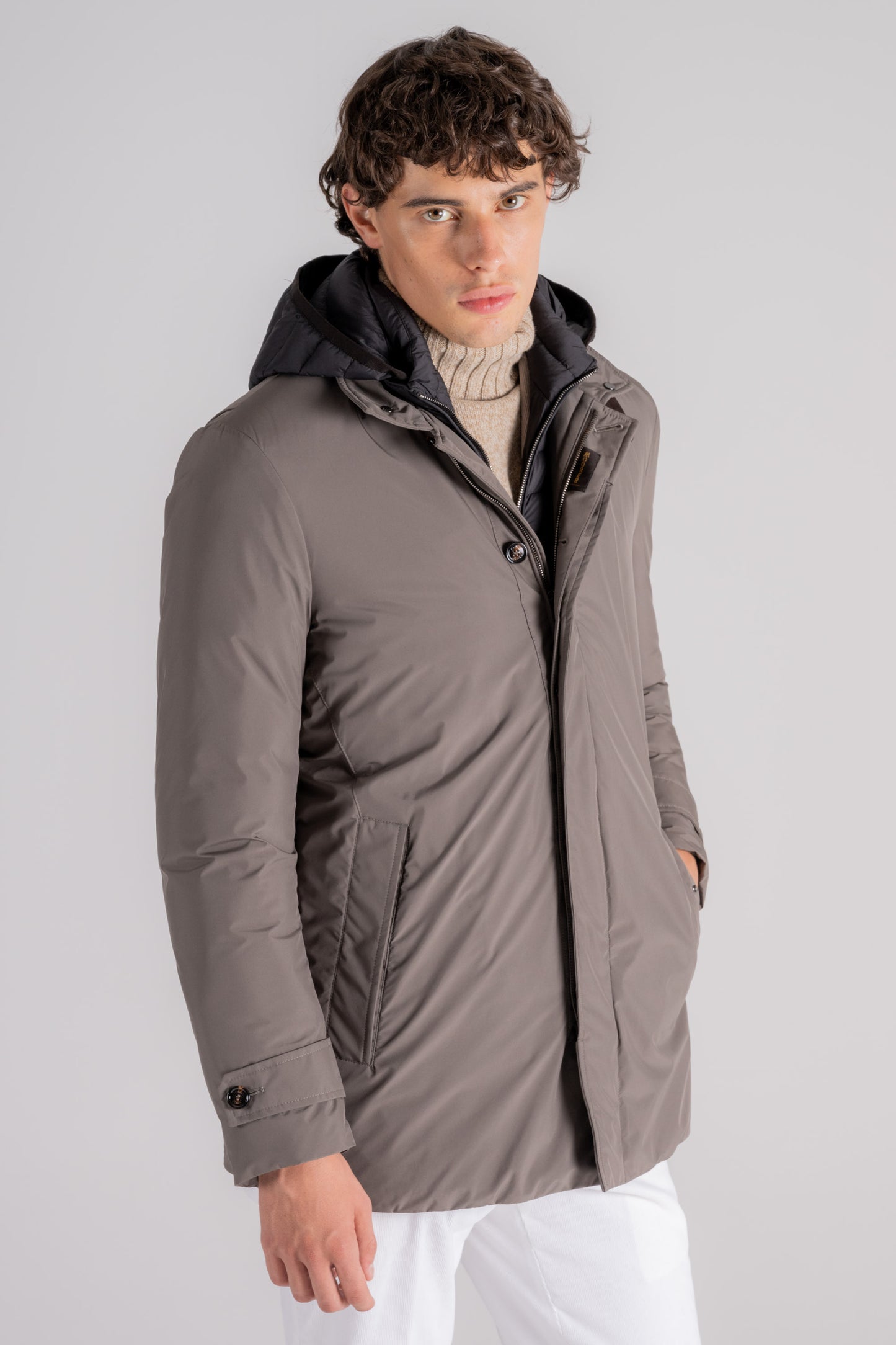  Moorer Overcoat 100% Pl With Detachable Hood And Button/zip Fastening Grigio Uomo - 2