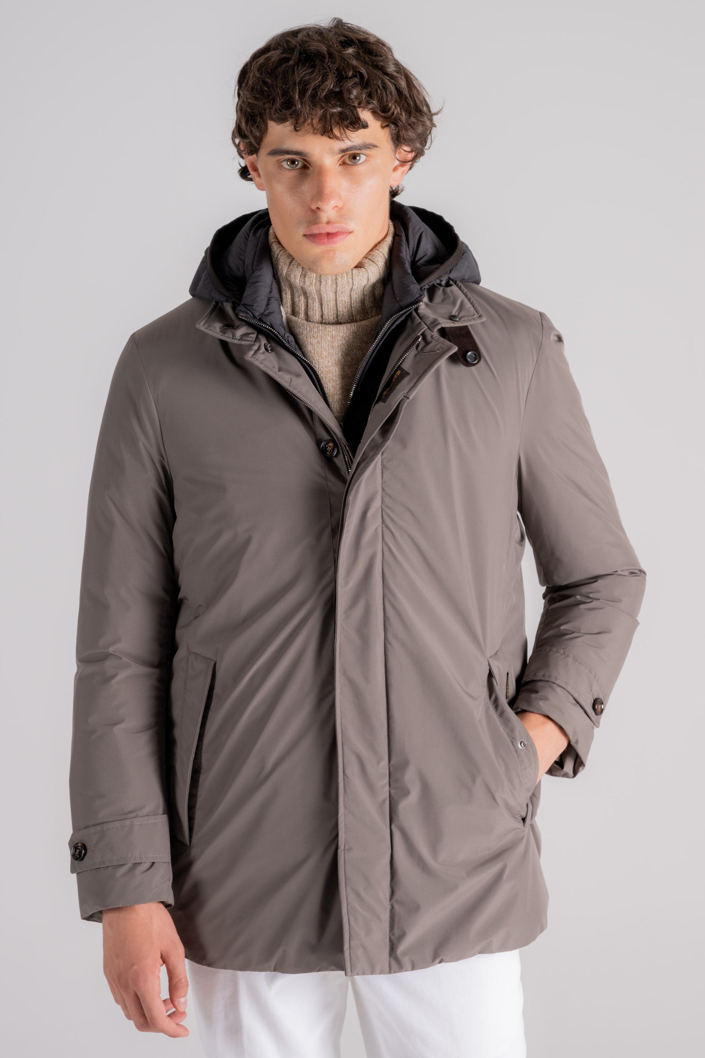  Moorer Overcoat 100% Pl With Detachable Hood And Button/zip Fastening Grigio Uomo - 4