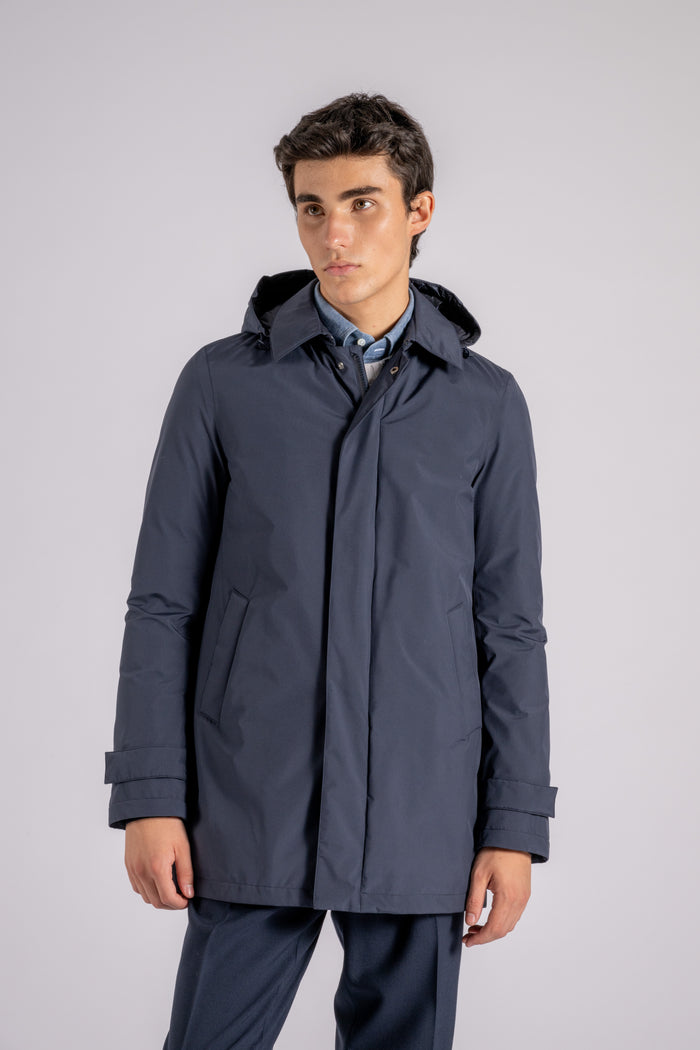 Herno Down Carcoat with Hood Gore-Tex Blue