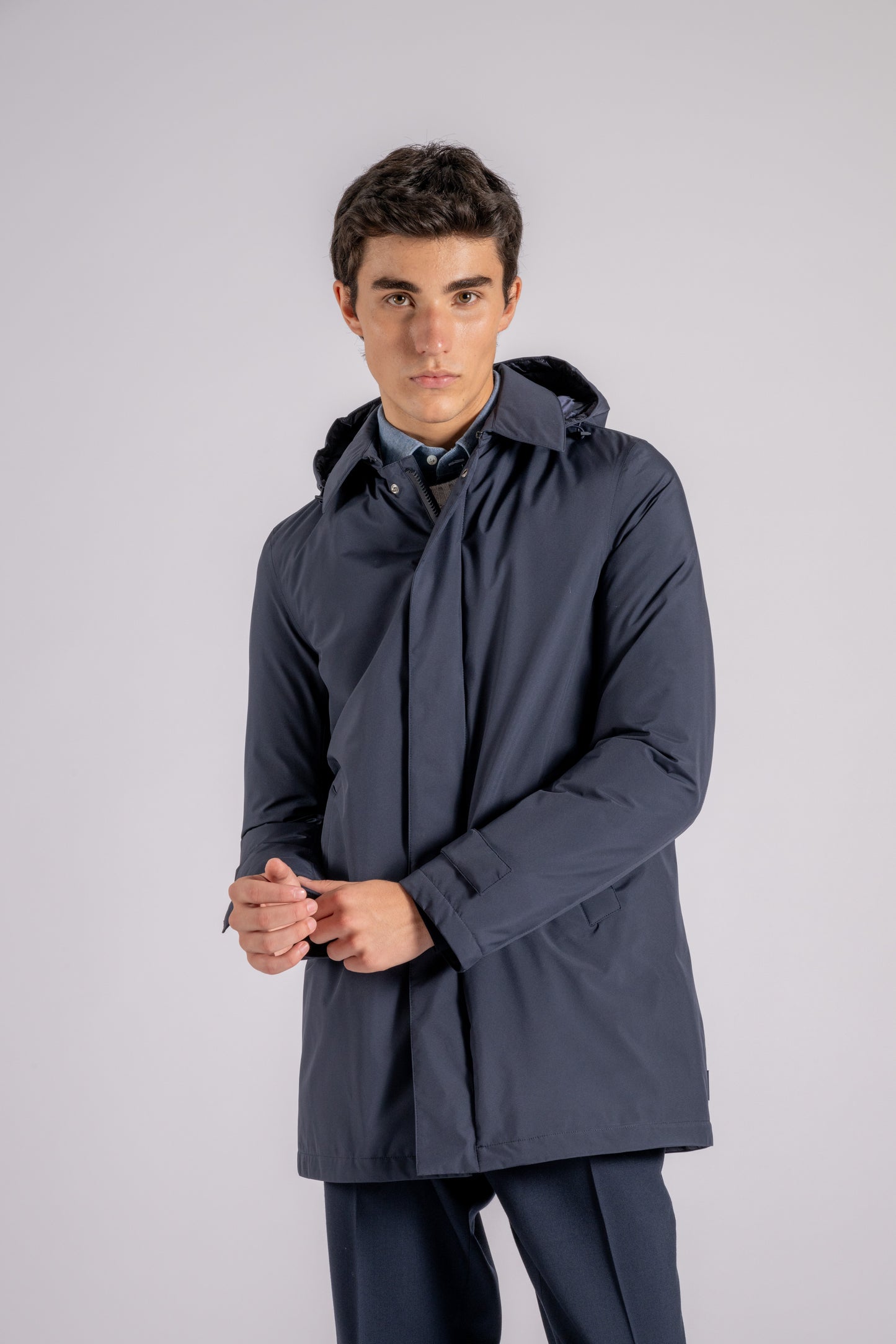  Herno Down Carcoat With Hood Gore-tex Blue Blu Uomo - 2