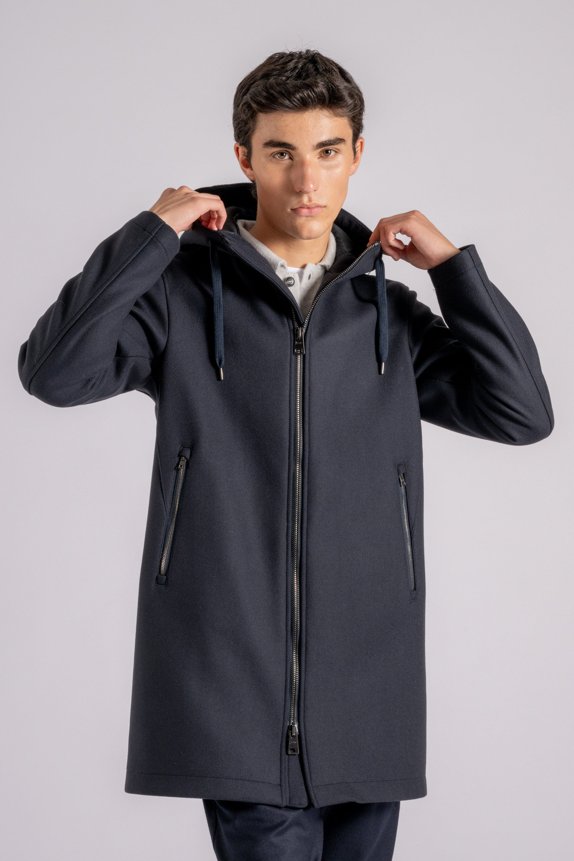 Herno Scuba Parka In Virgin Wool/polyamide Blue Blu 9200 Uomo