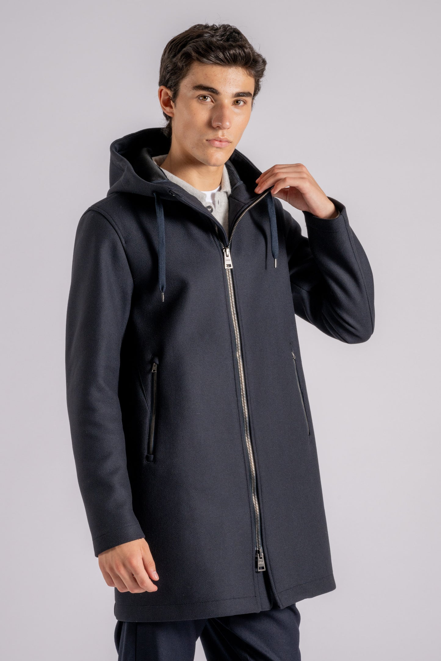  Herno Scuba Parka In Virgin Wool/polyamide Blue Blu Uomo - 2