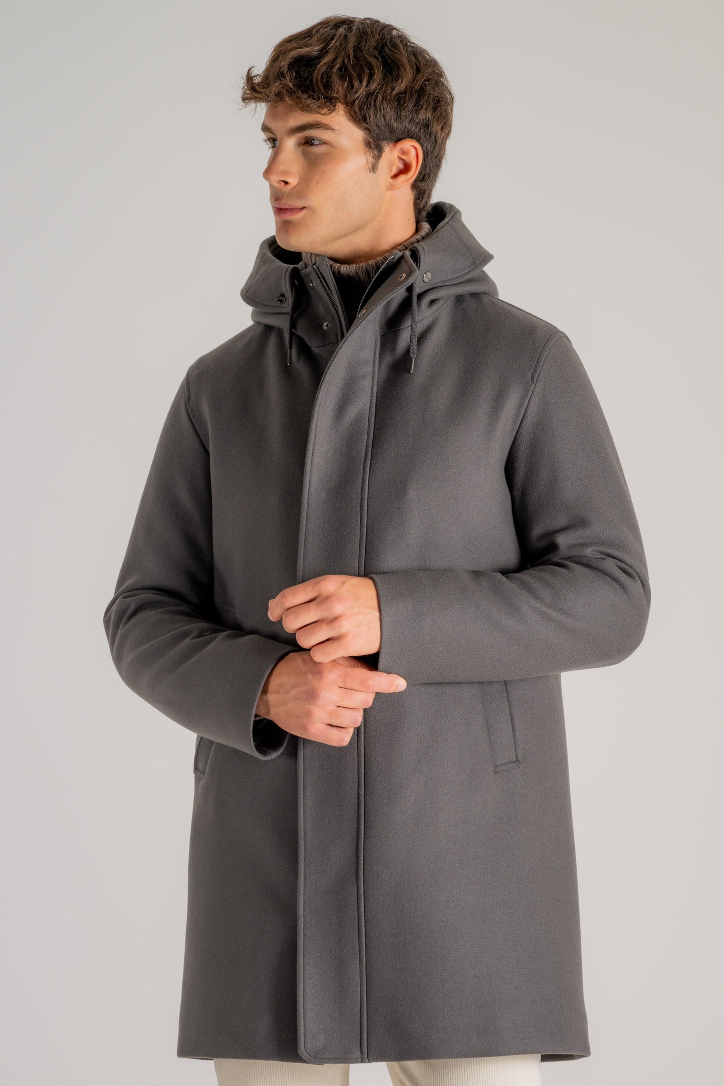  Herno Parka In Lana Grigio Grigio Uomo - 1