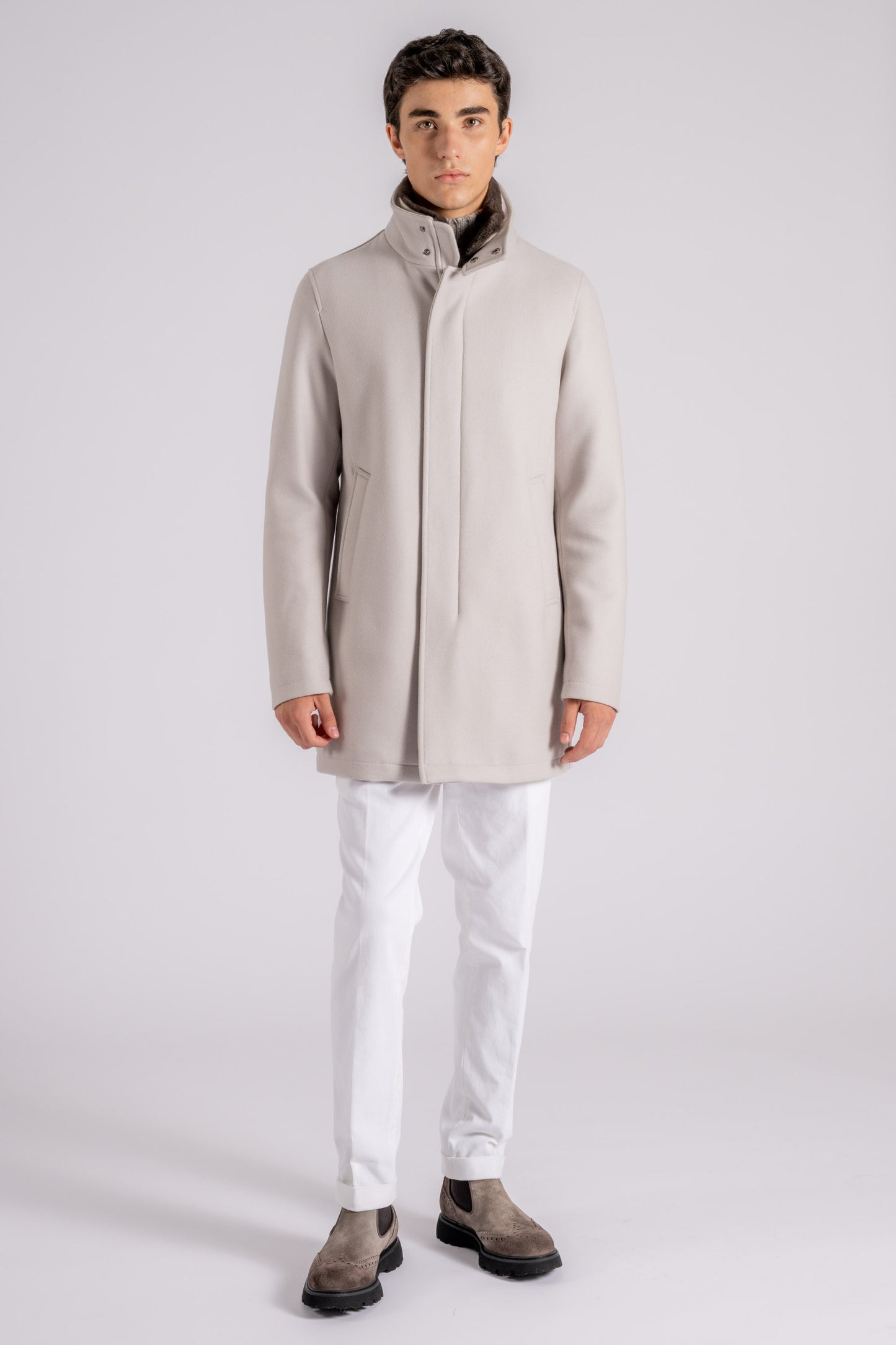  Herno Padded Carcoat With Faux Fur Collar Wool/polyamide White Bianco Uomo - 4