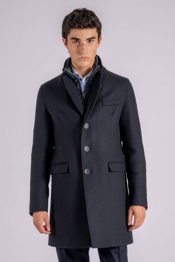 Herno Wool Coat with Blue Bib