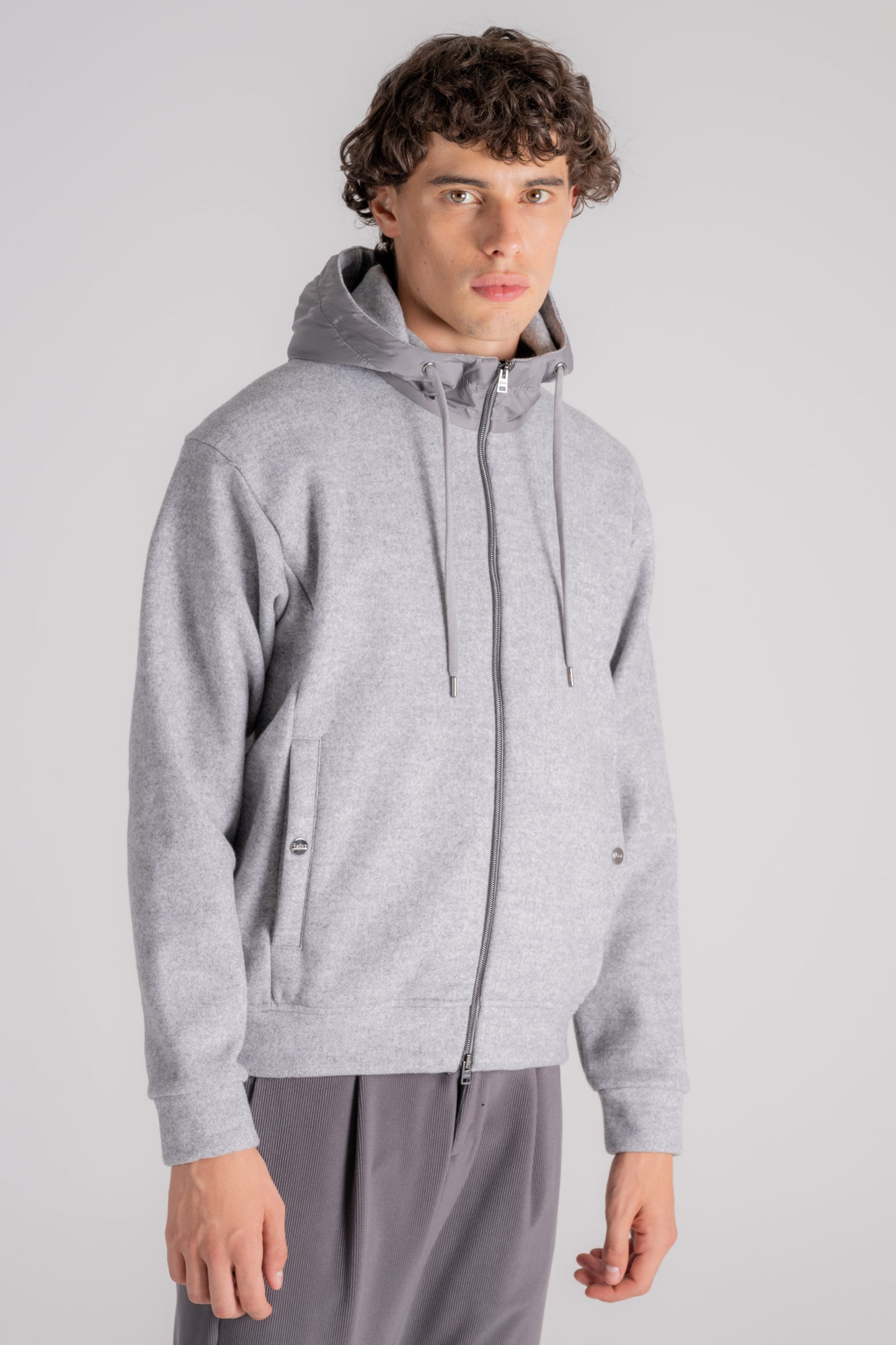  Herno Grey Nylon Hoodie Sweatshirt Grigio Uomo - 4