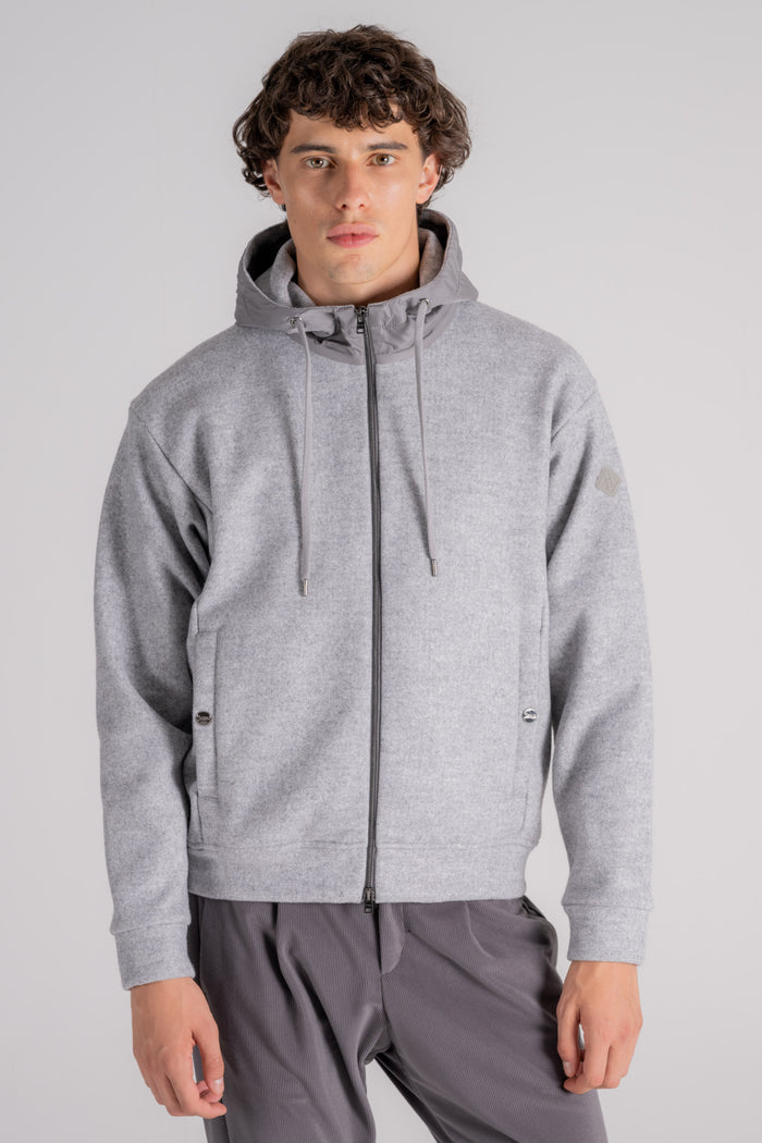  Herno Grey Nylon Hoodie Sweatshirt Grigio Uomo - 5