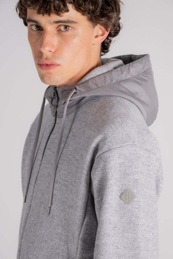  Herno Grey Nylon Hoodie Sweatshirt Grigio Uomo - 7