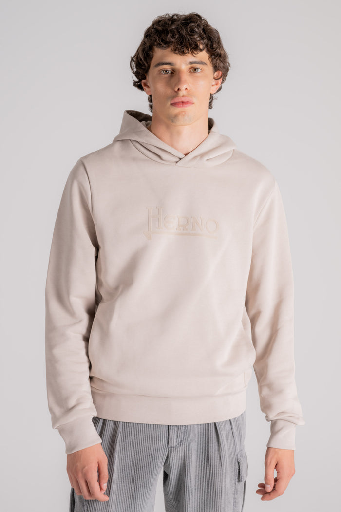  Herno Logo Sweatshirt With Hood White Cotton Beige Uomo - 4