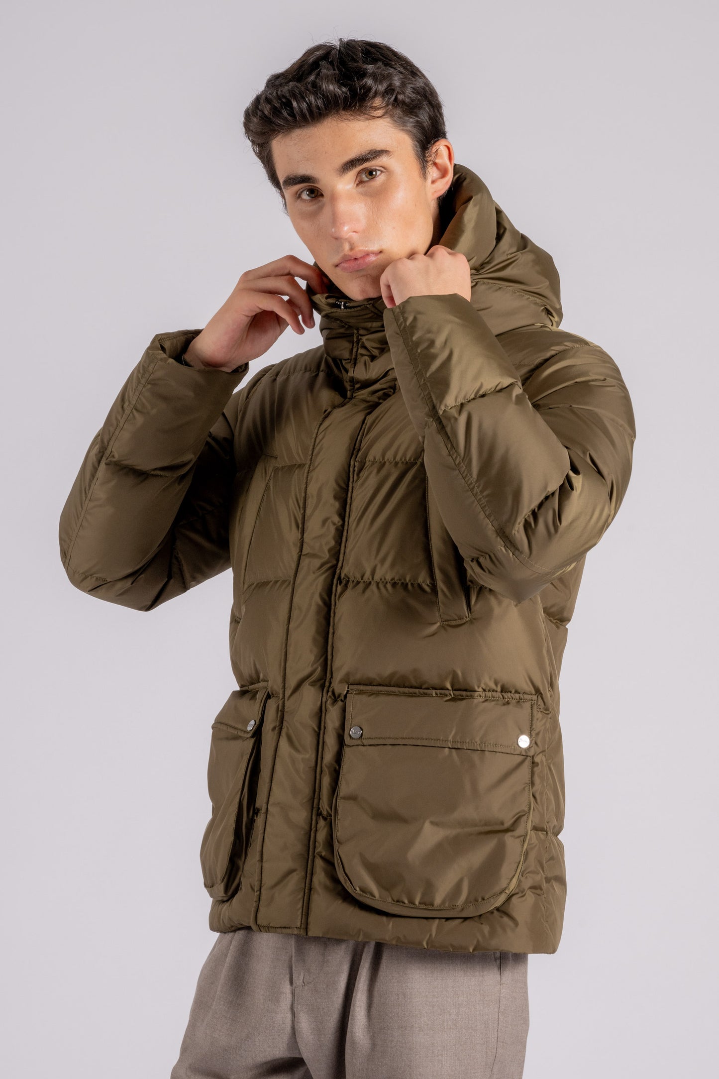  Herno Bomber Down Jacket Multi Pockets In Green Polyamide Verde Uomo - 2