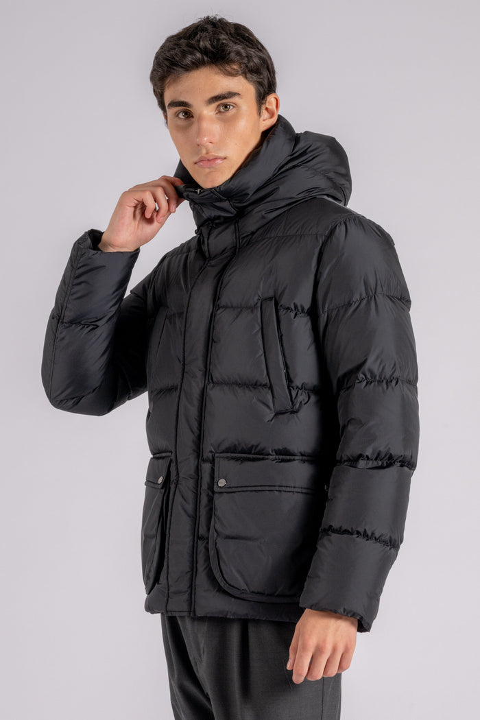 Herno Down Bomber Jacket with Multiple Pockets 100% Polyamide Black-2