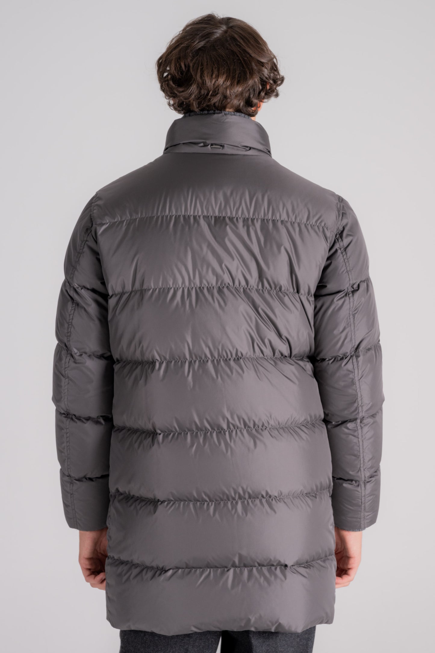  Herno Medium-length Padded Jacket With High Neck In Grey Polyamide Grigio Uomo - 5