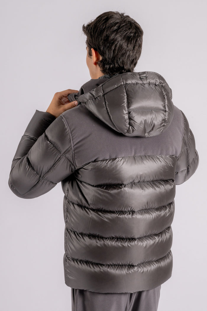  Herno Short Down Jacket With Grey Velvet Details Grigio Uomo - 3