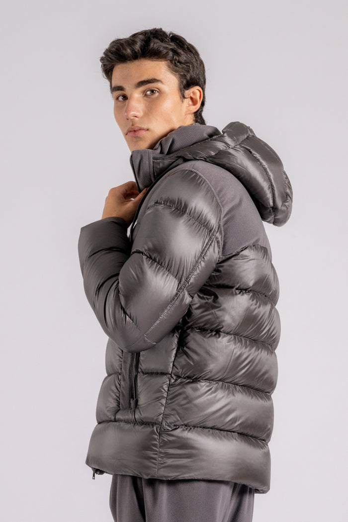  Herno Short Down Jacket With Grey Velvet Details Grigio Uomo - 4