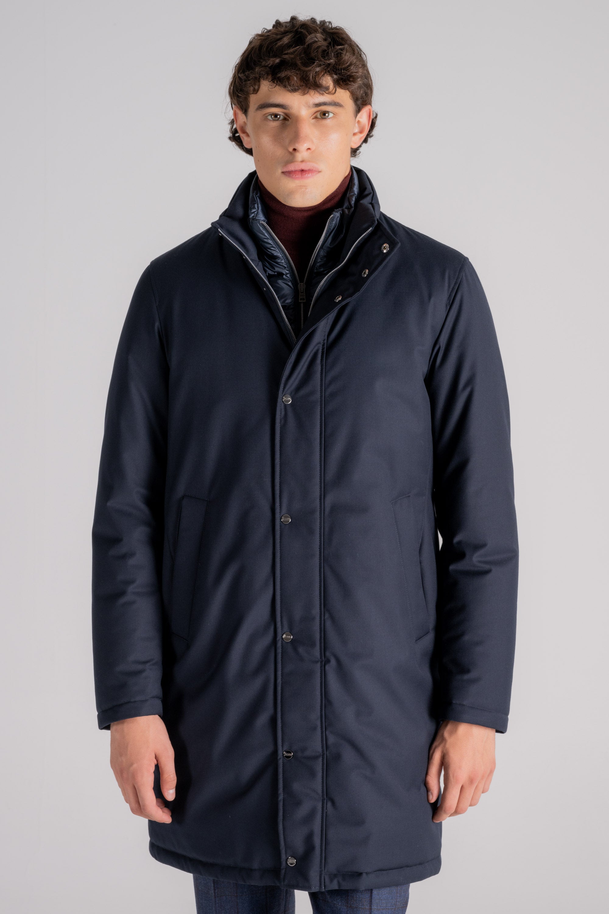 Herno Down Jacket Membrane Polyester/viscose Blue Blu 9200