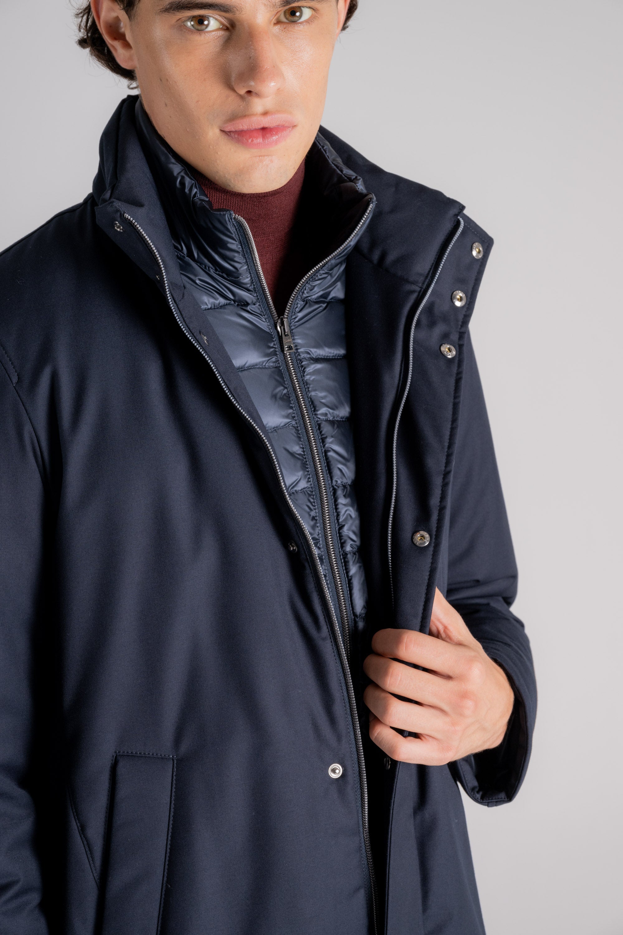 Herno Down Jacket Membrane Polyester/viscose Blue Blu 9200