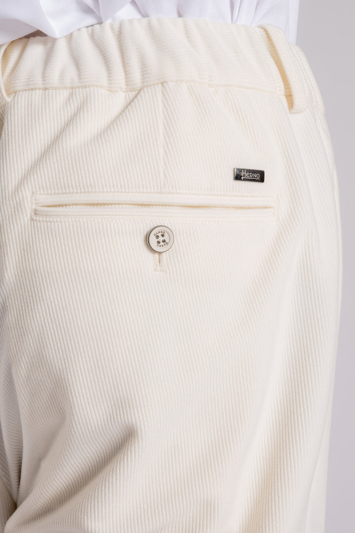  Herno Pantalone Velluto A Coste Bianco Bianco Uomo - 4