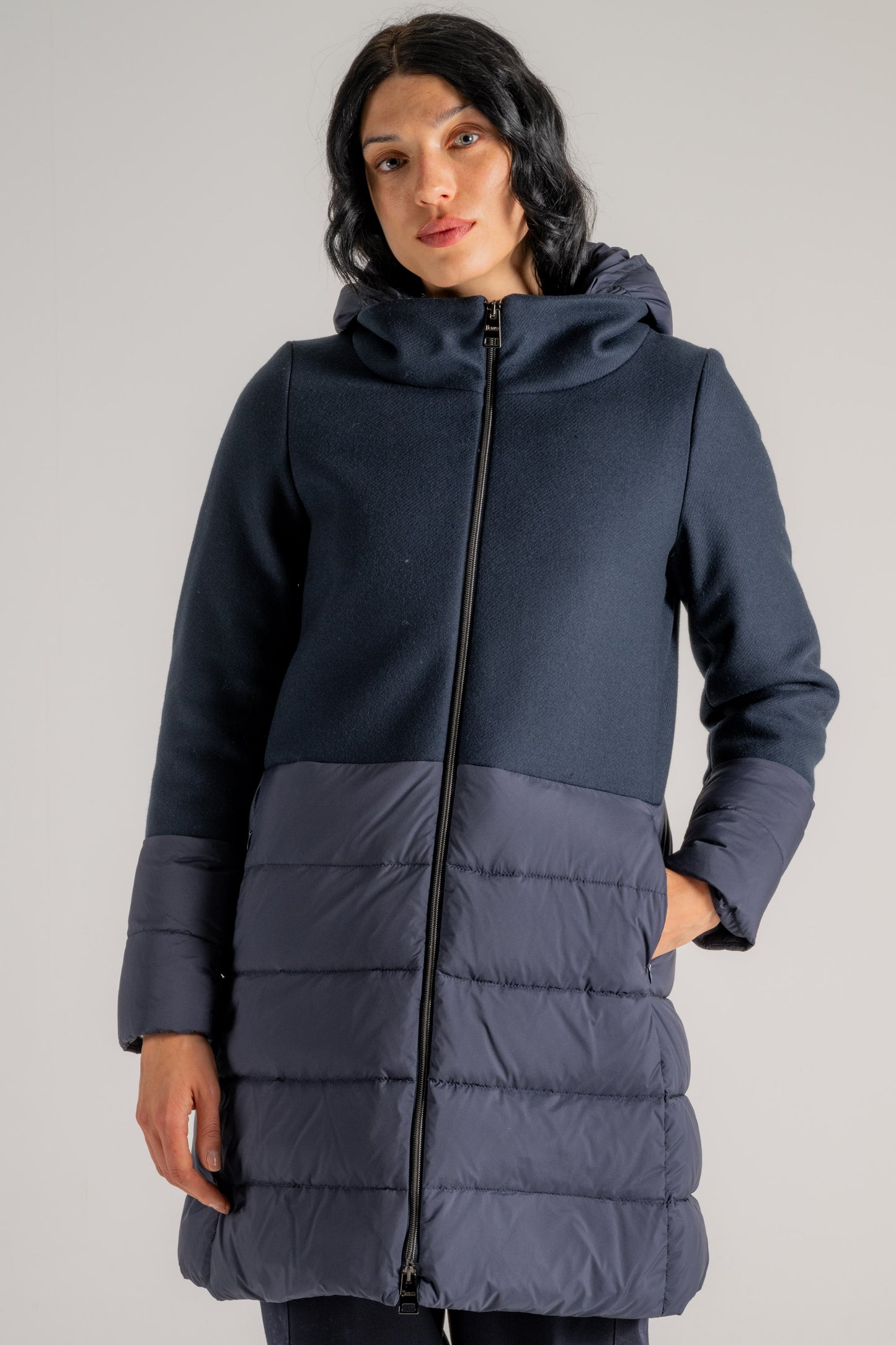  Herno Parka Lana Diagonale E Eco-age Blu Blu Donna - 1