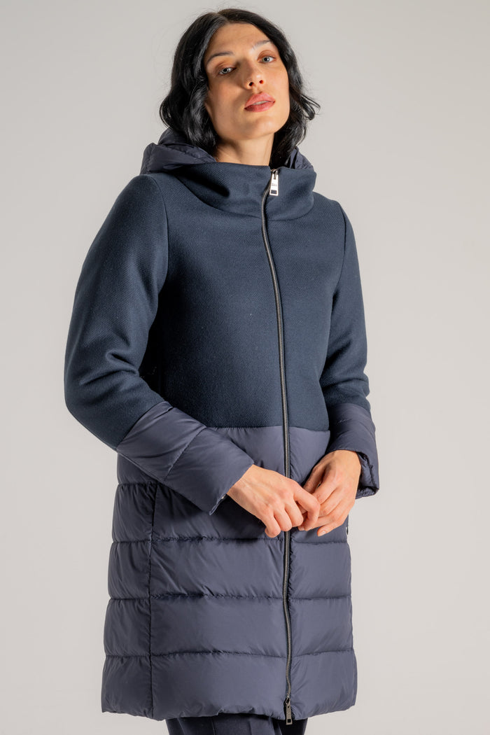  Herno Parka Lana Diagonale E Eco-age Blu Blu Donna - 3