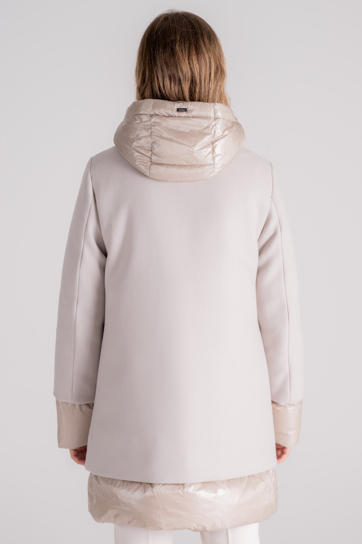  Herno A-shape New City Glamour Coat In Virgin Wool/polyamide White Beige Donna - 4