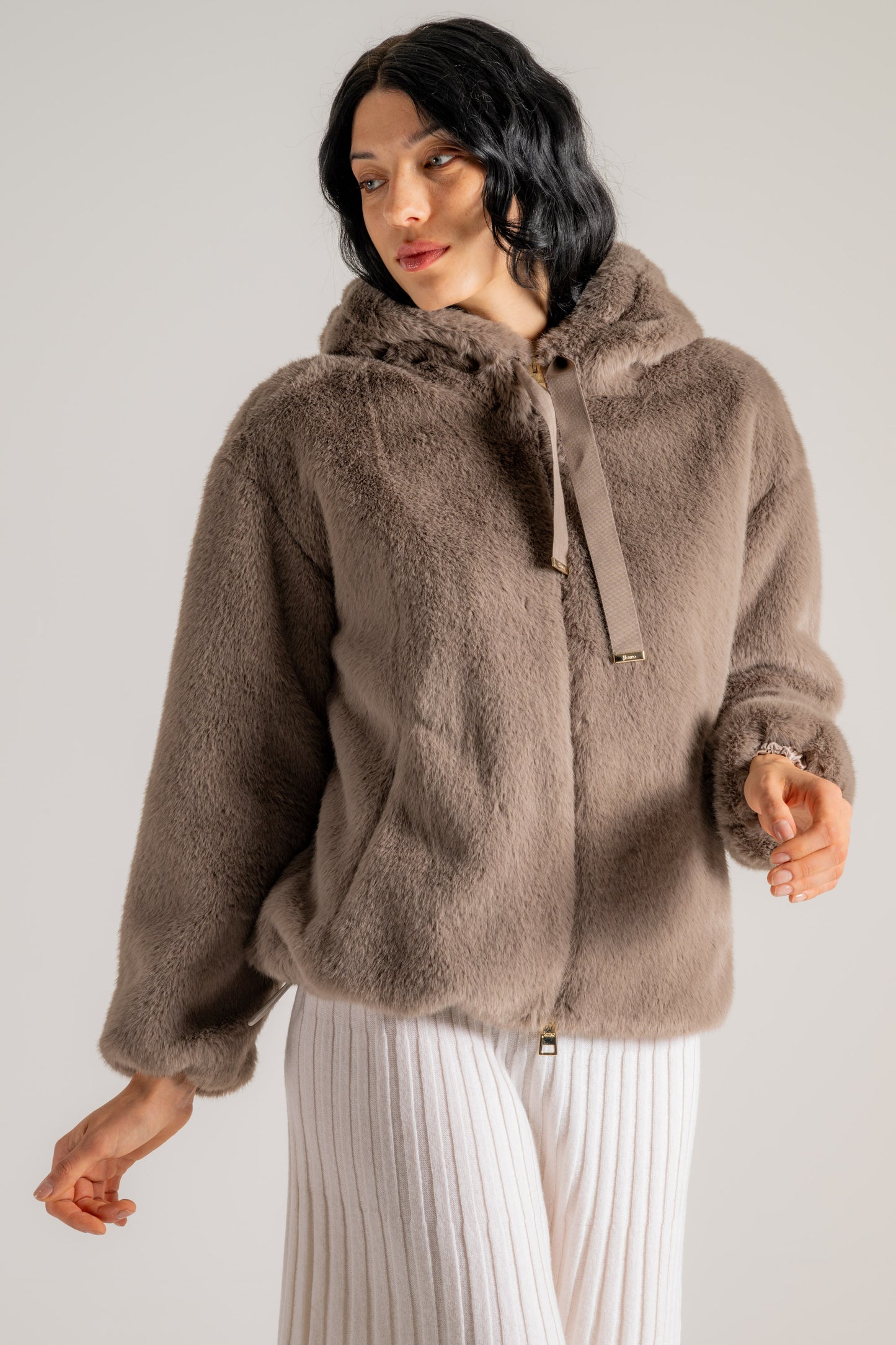  Herno Bomber Soft Faux Fur Beige Beige Donna - 2