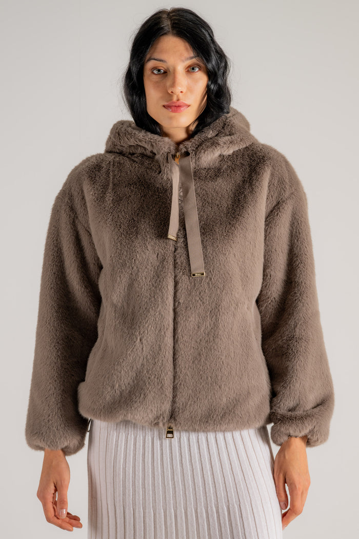  Herno Bomber Soft Faux Fur Beige Beige Donna - 3