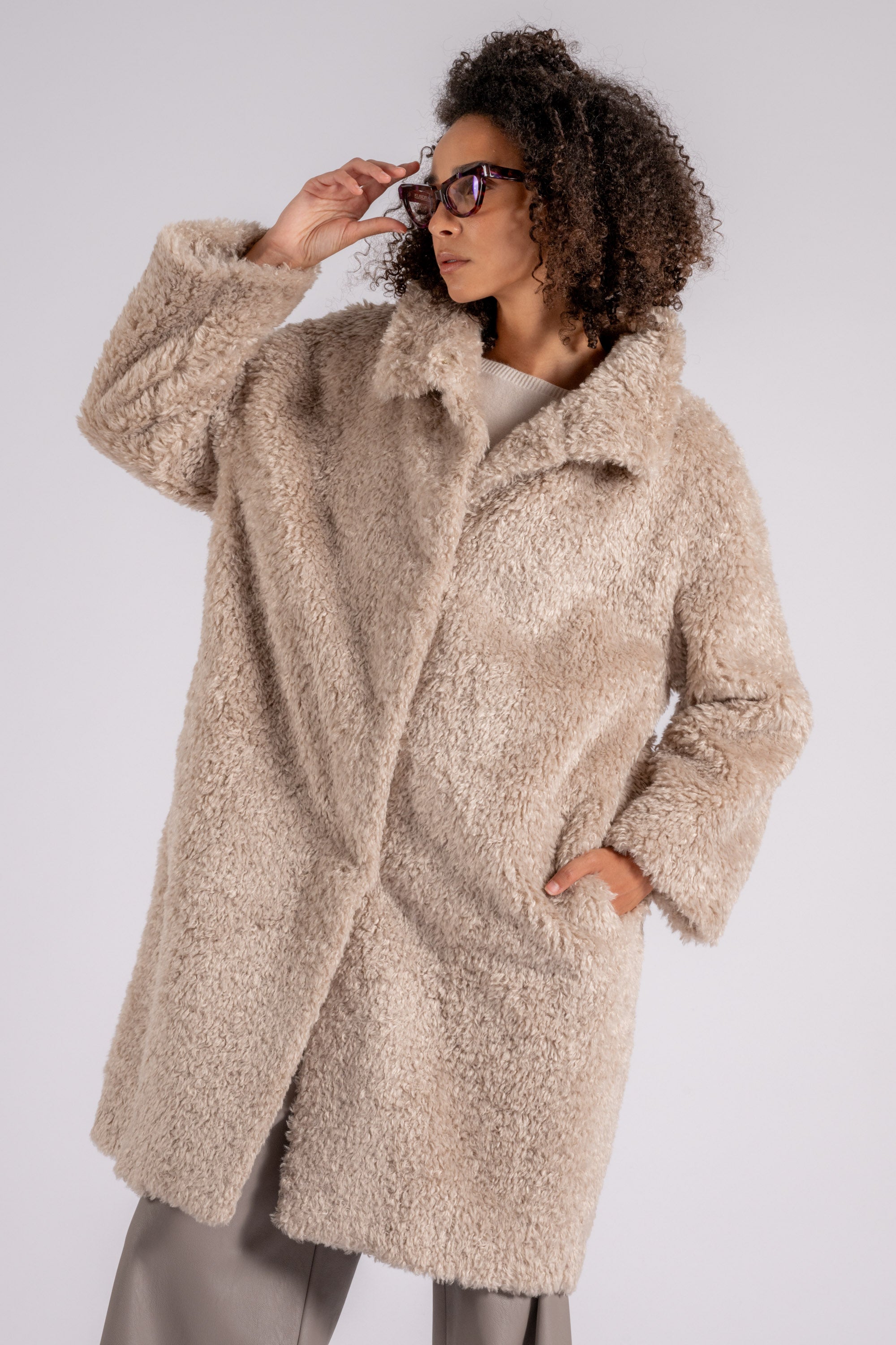 Curly fur coat best sale