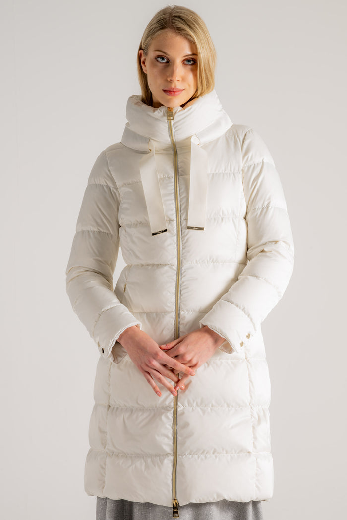 Herno Cappotto Medio In Raso Bianco Donna