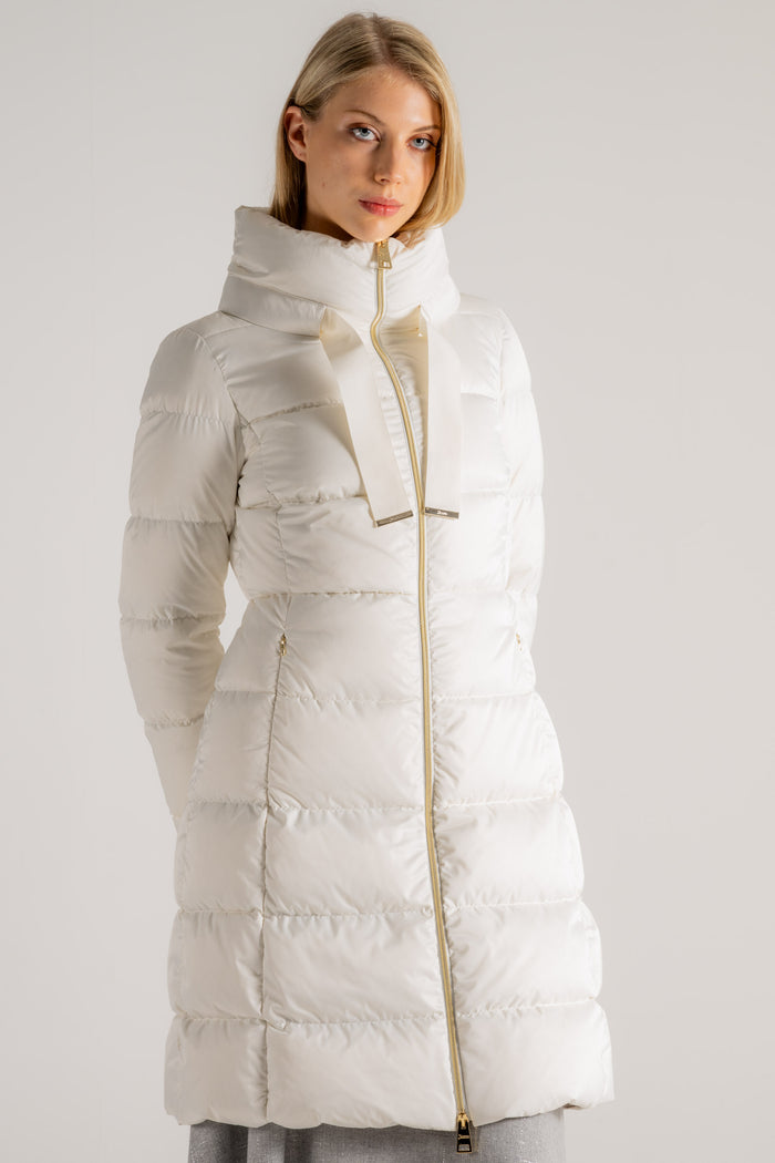 Herno Cappotto Medio In Raso Bianco Donna-2