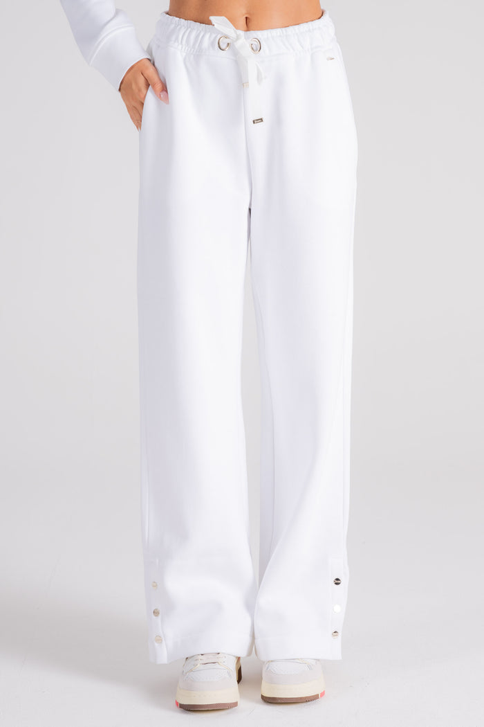 Herno Pantalone con Dettaglio Bottoni Cotone/Poliestere Bianco