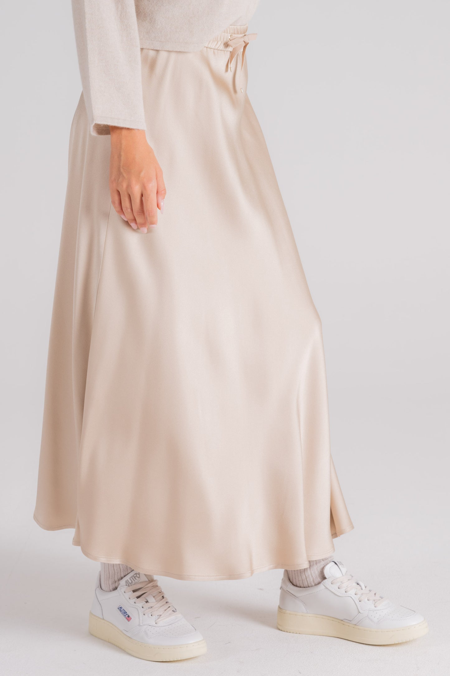  Herno Flared Skirt In White Acetate/viscose Beige Donna - 3