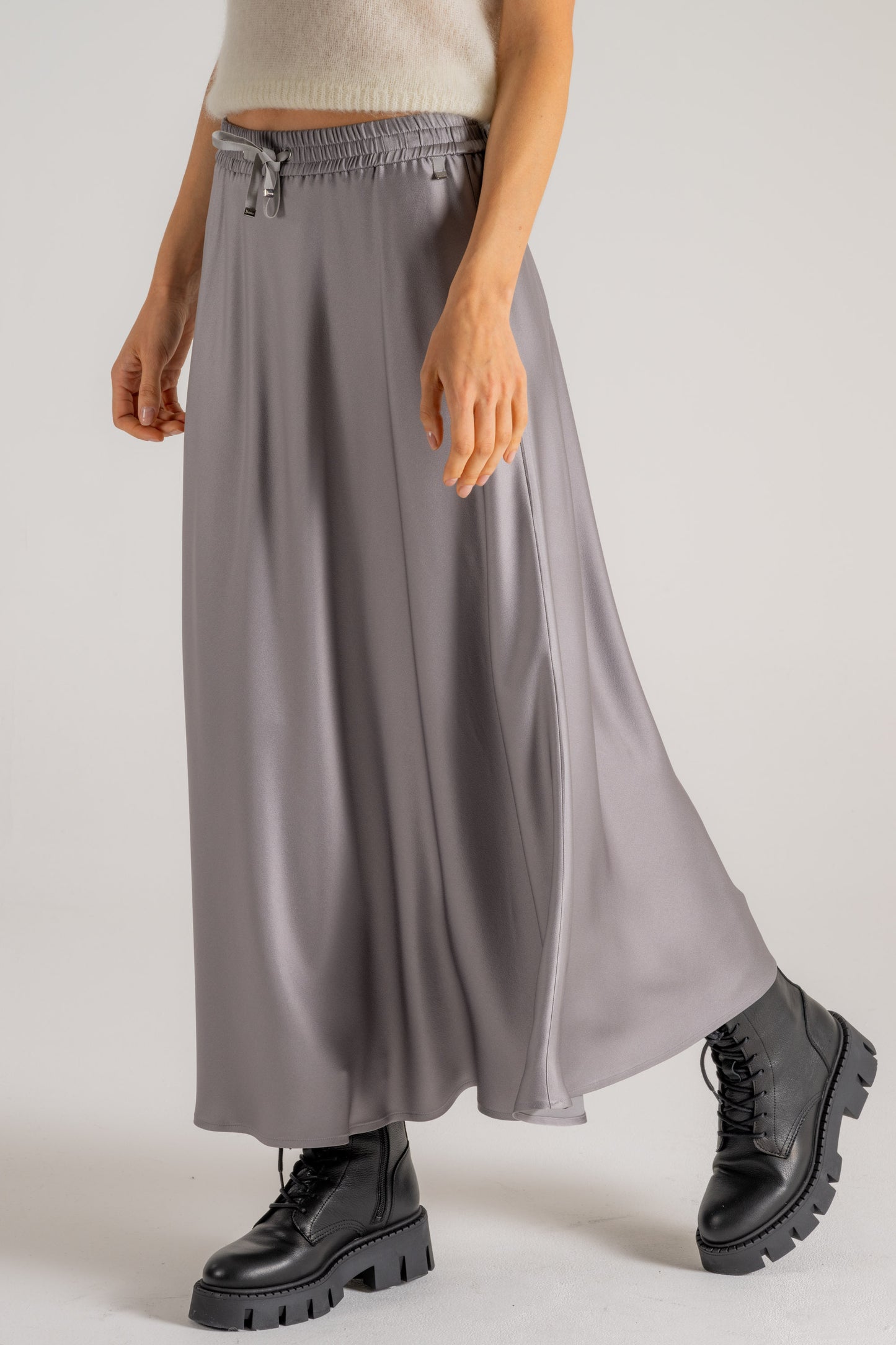  Herno Gonna Svasata In Satin Grigio Grigio Donna - 1