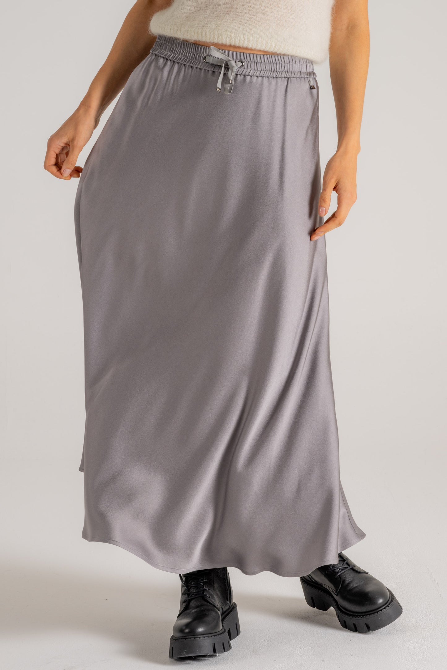  Herno Gonna Svasata In Satin Grigio Grigio Donna - 2