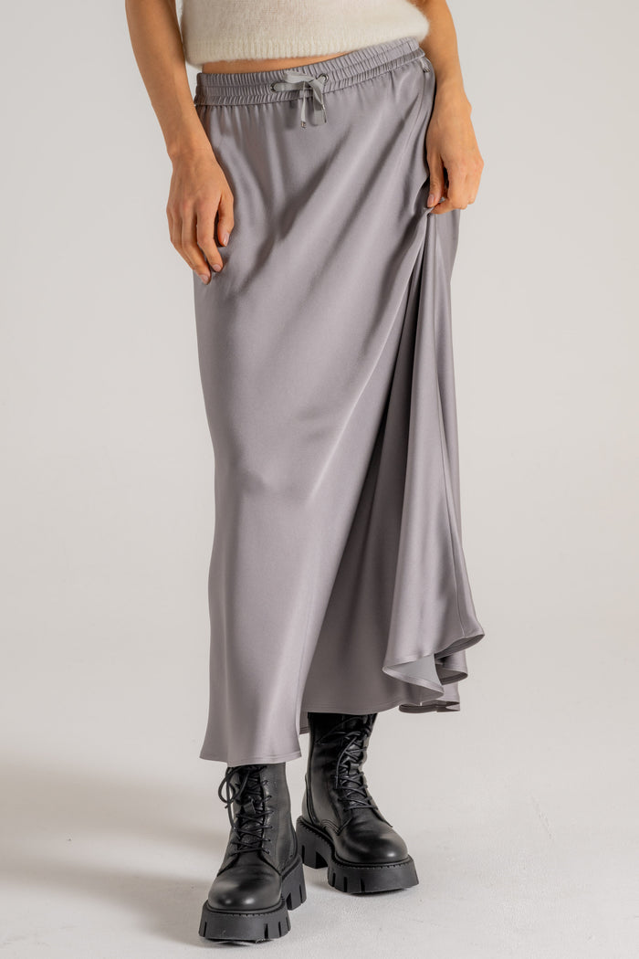  Herno Gonna Svasata In Satin Grigio Grigio Donna - 4