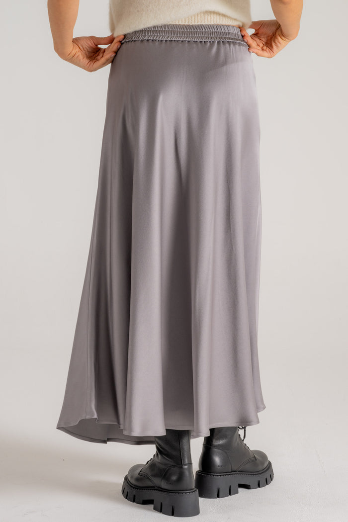  Herno Gonna Svasata In Satin Grigio Grigio Donna - 6