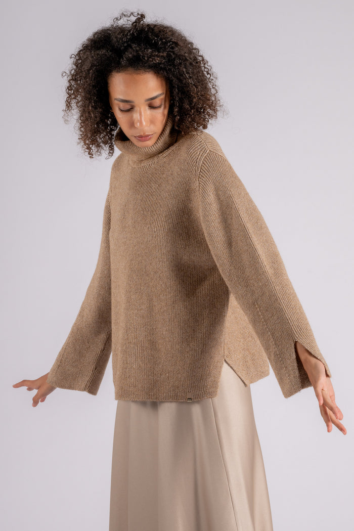 Herno Starlight High Collar Sweater Polyamide/Wool/Alpaca Brown