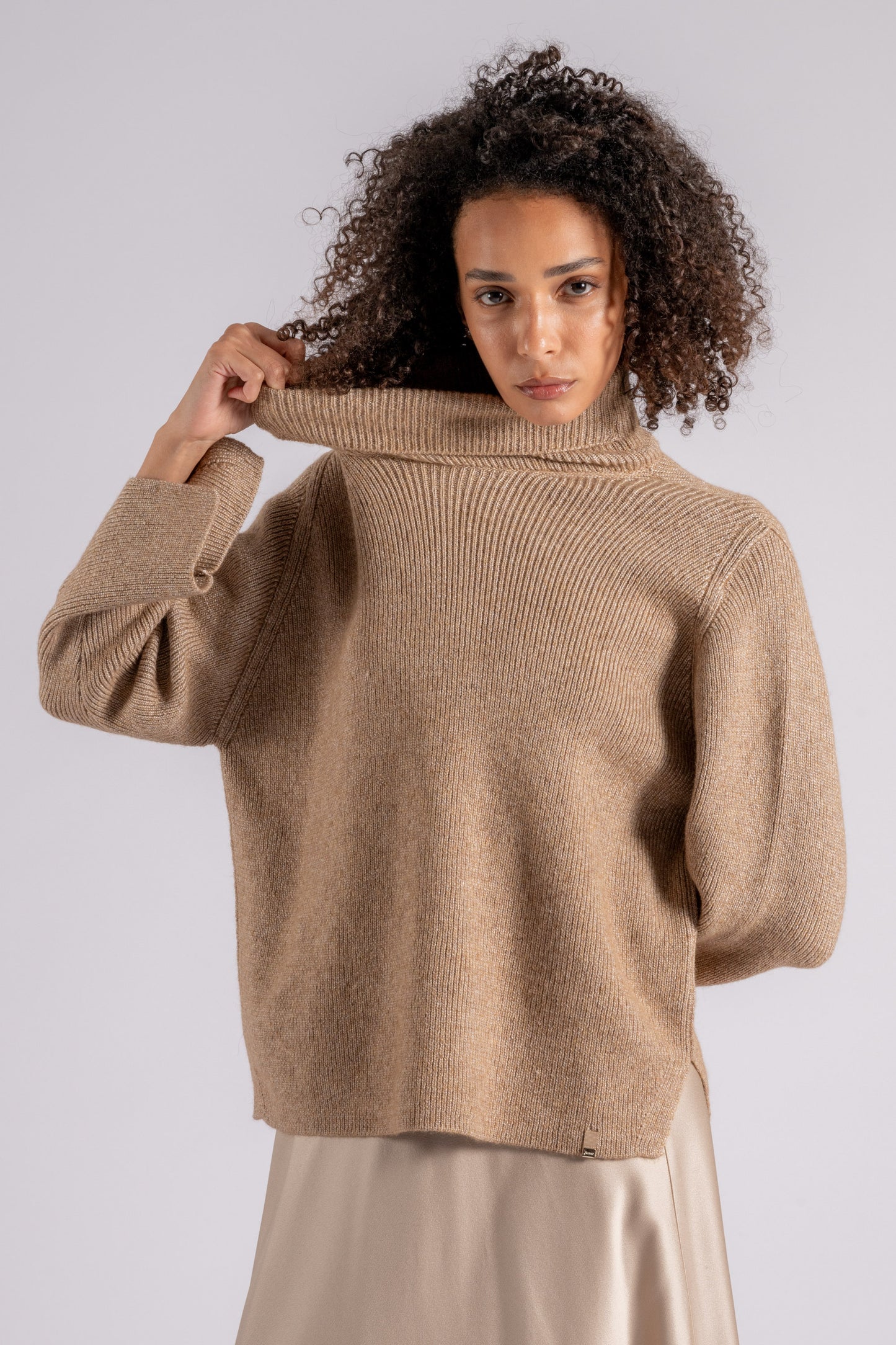  Herno Starlight High Collar Sweater Polyamide/wool/alpaca Brown Marrone Donna - 3