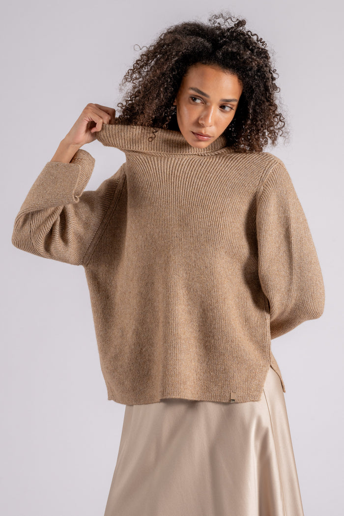  Herno Starlight High Collar Sweater Polyamide/wool/alpaca Brown Marrone Donna - 4