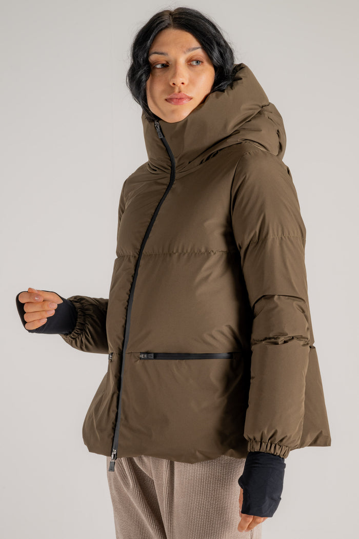 Herno Piumino Cappa Windstopper Verde Donna-2