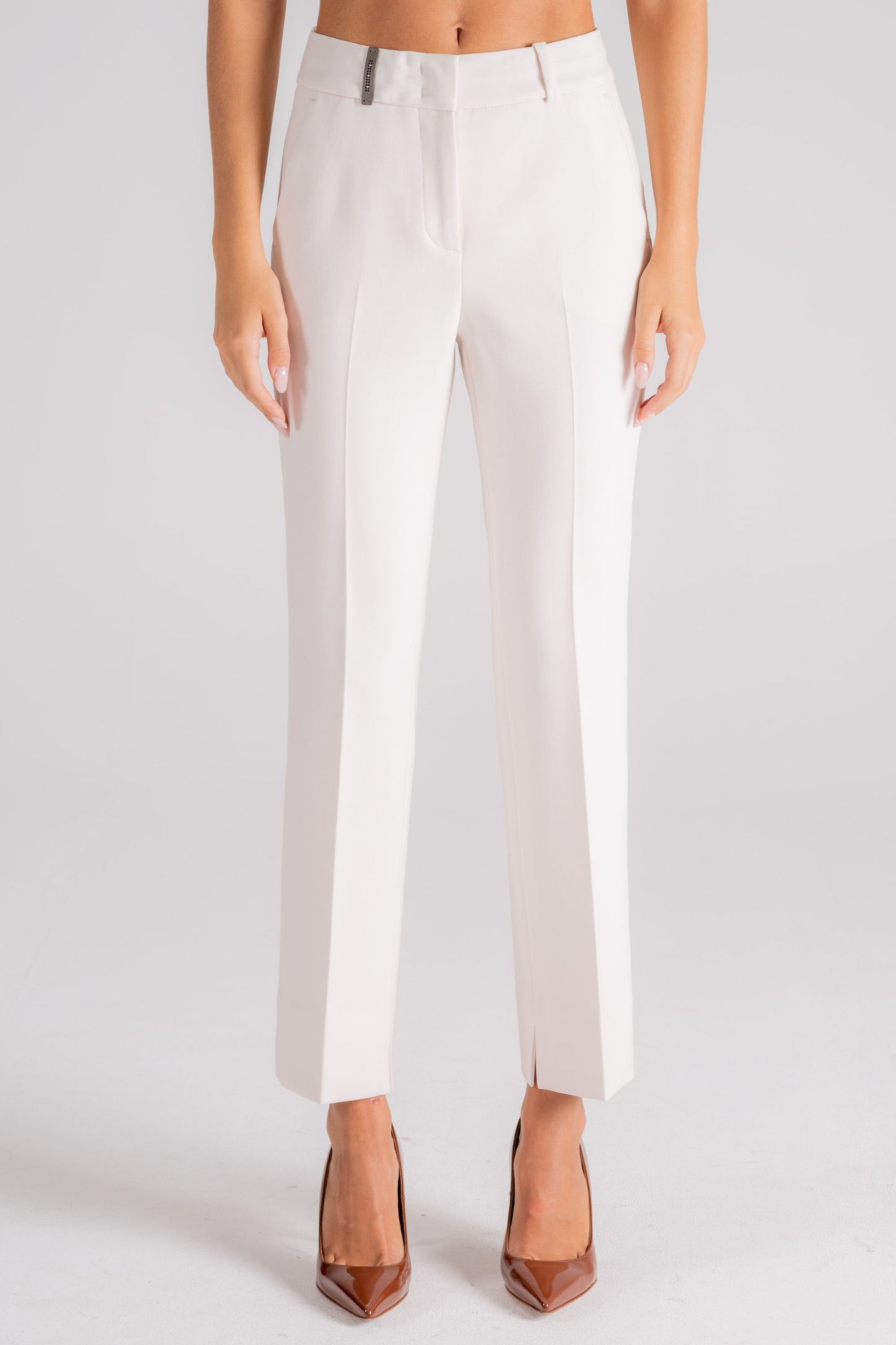  Peserico Double Cloth Beige Trousers In Polyester, Viscose, Cotton And Elastane Beige Donna - 1