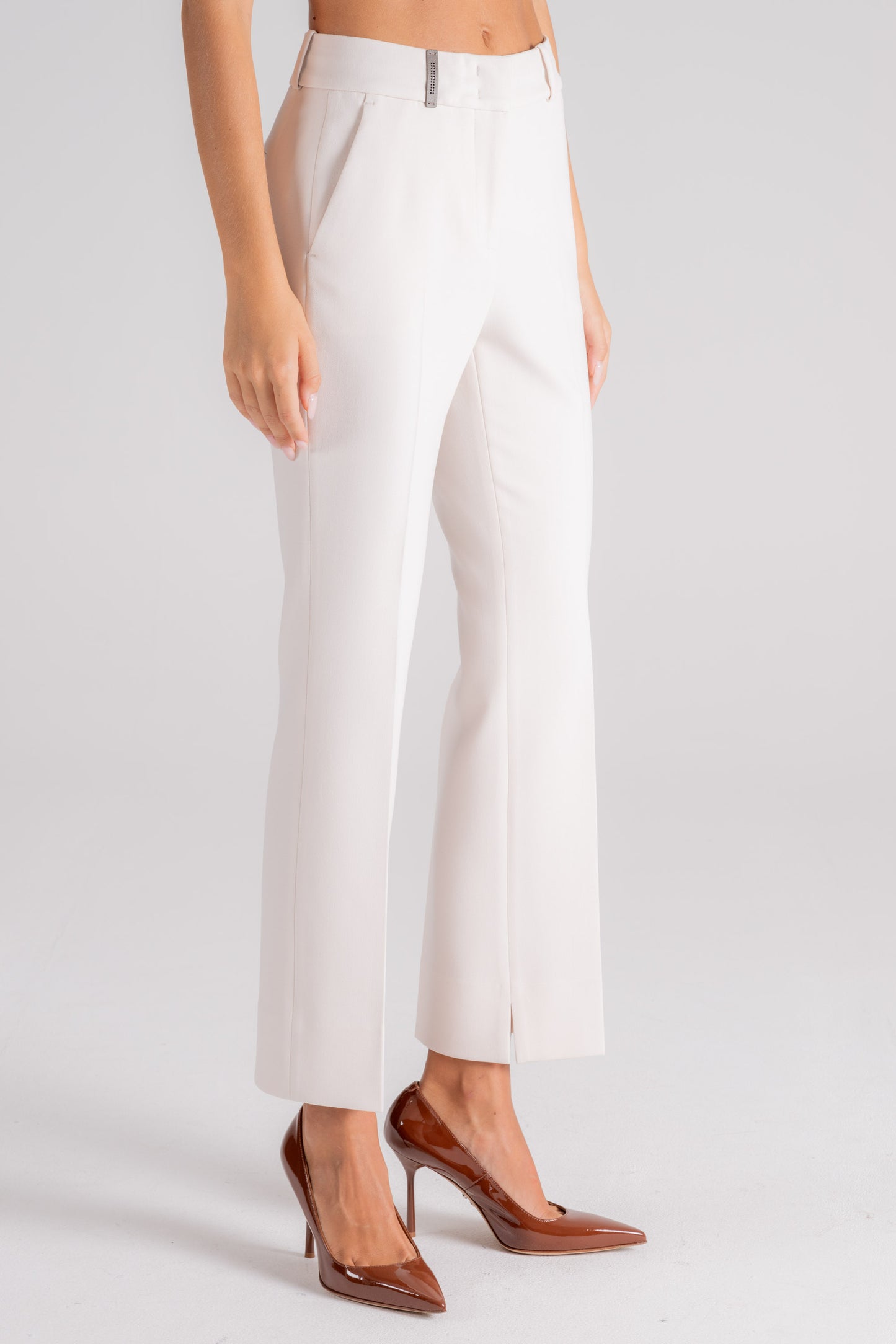  Peserico Double Cloth Beige Trousers In Polyester, Viscose, Cotton And Elastane Beige Donna - 2