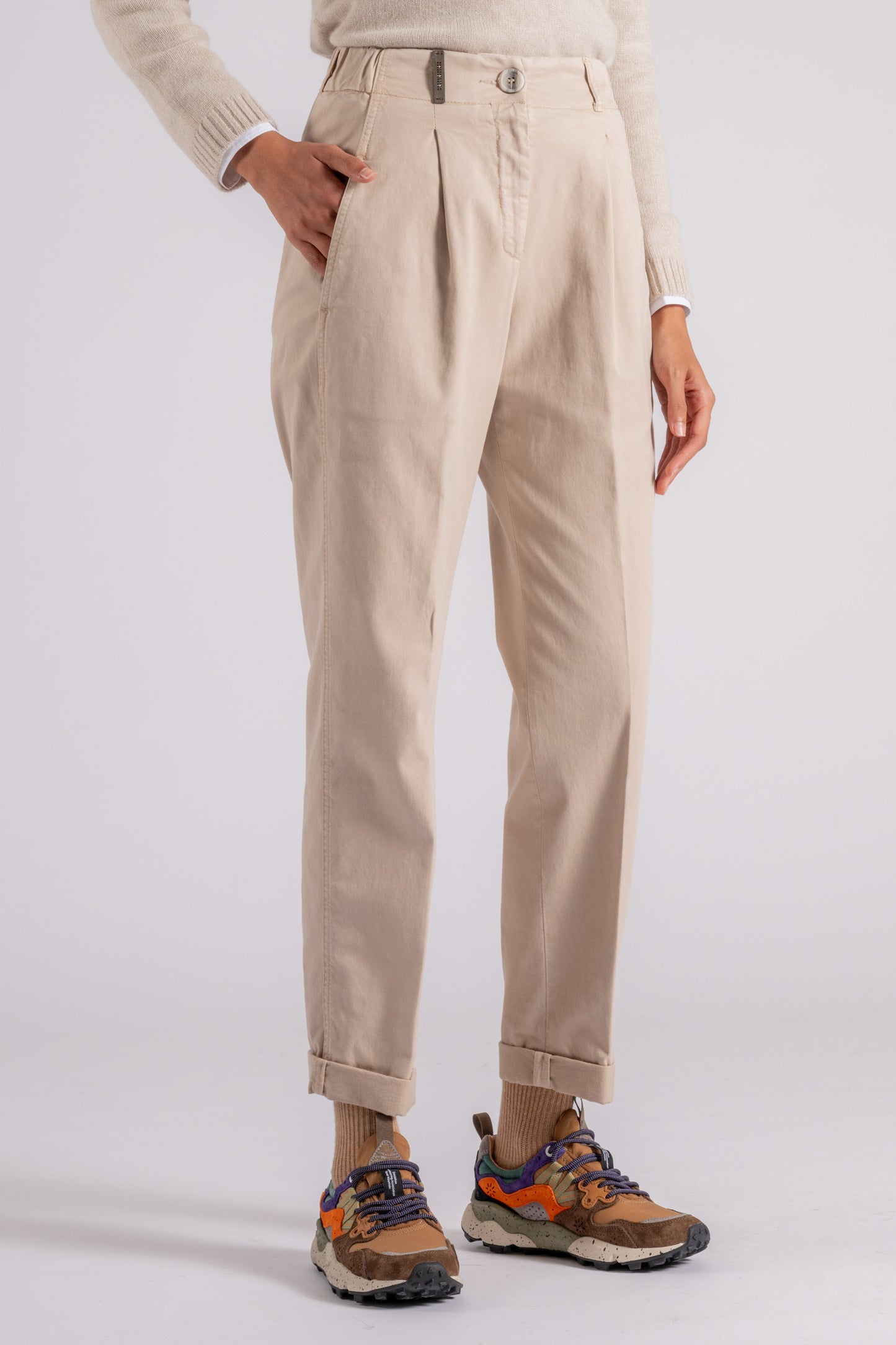  Peserico Pantalone Gabardina In Cotone/tencel/seta Beige Beige Donna - 1