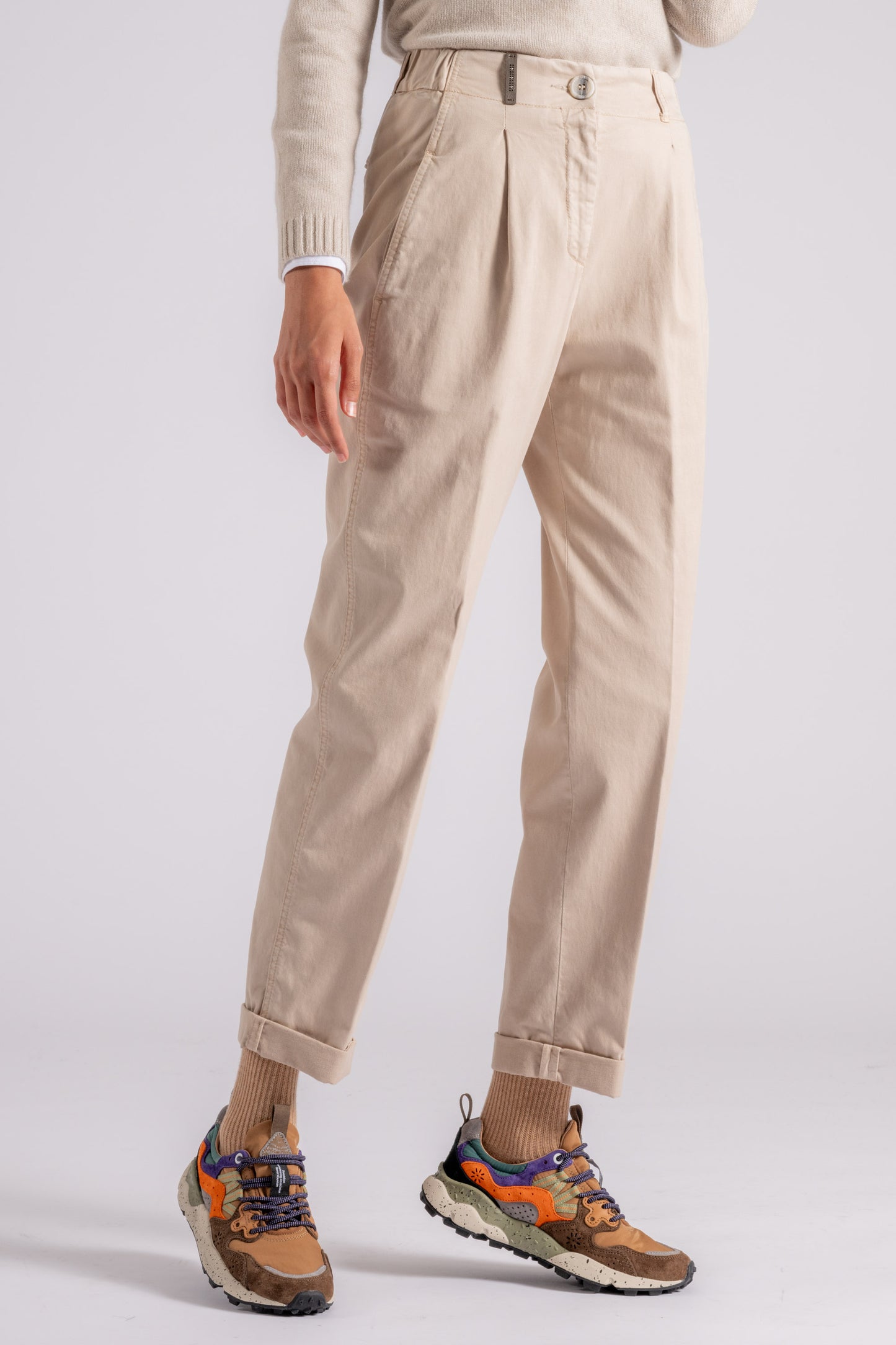  Peserico Pantalone Gabardina In Cotone/tencel/seta Beige Beige Donna - 3