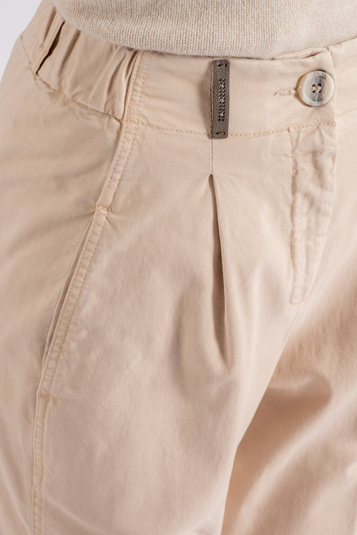  Peserico Pantalone Gabardina In Cotone/tencel/seta Beige Beige Donna - 5