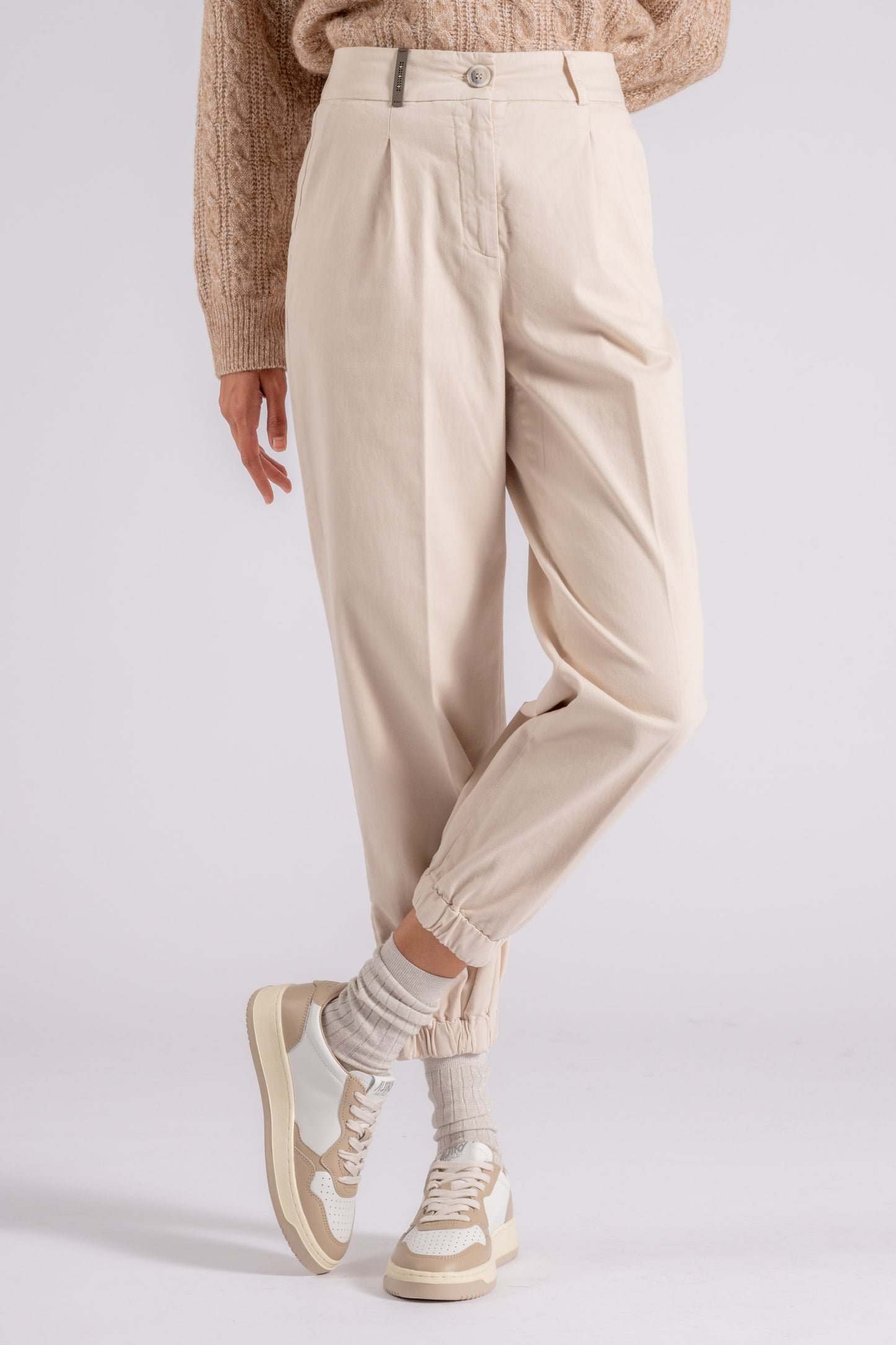  Peserico Pantalone Gabardina In Cotone Beige Beige Donna - 1