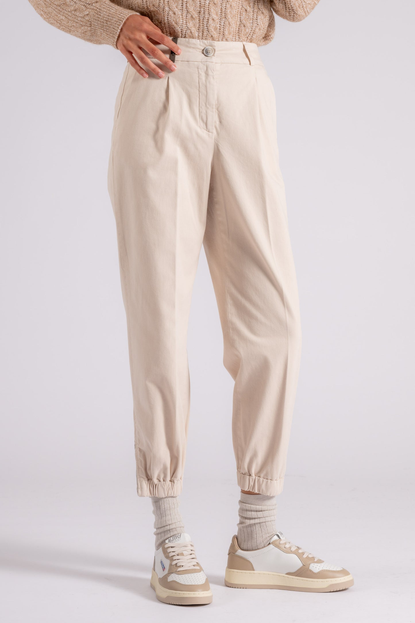  Peserico Pantalone Gabardina In Cotone Beige Beige Donna - 3