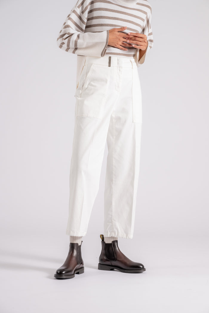  Peserico Pantalone Gabardina In Cotone/tencel Bianco Bianco Donna - 4