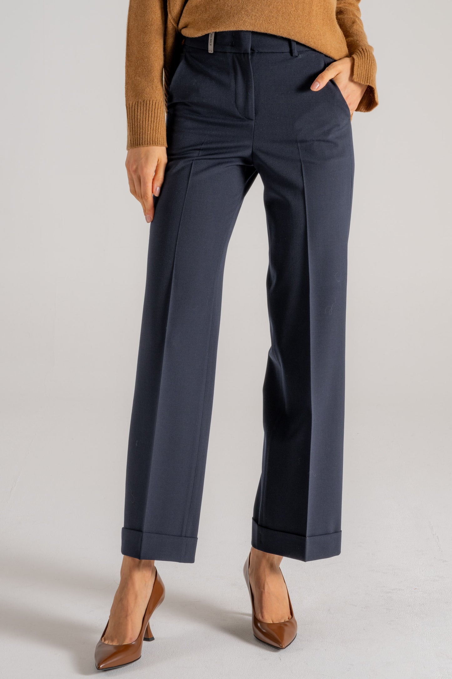  Peserico Pantalone Twill Stretch Nero Blu Donna - 1